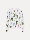 Oscar De La Renta Orchid Printed Cardigan