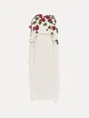 Oscar De La Renta Sequin Orchid Degrade Embroidered Georgette Caftan In Neutral