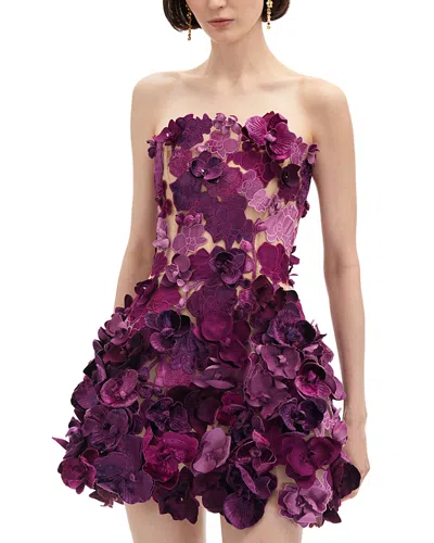 OSCAR DE LA RENTA OSCAR DE LA RENTA ORCHID STRAPLESS COCKTAIL DRESS