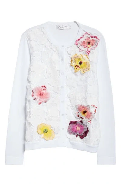 OSCAR DE LA RENTA OSCAR DE LA RENTA ORCHID THREADWORK CARDIGAN