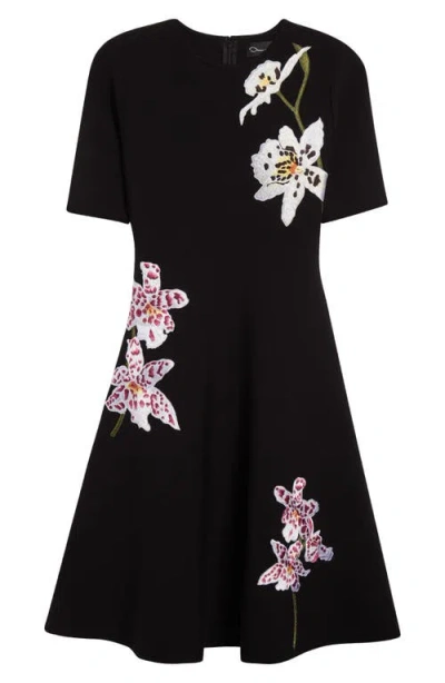 OSCAR DE LA RENTA OSCAR DE LA RENTA ORCHID THREADWORK FIT & FLARE DRESS
