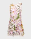 Oscar De La Renta Sleeveless Threadwork Embroidered Shift Dress In Multi
