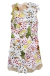 Oscar De La Renta Sleeveless Threadwork Embroidered Shift Dress In White Multi