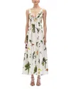 Oscar De La Renta Orchids Cotton Poplin Belted Midi Tank Dress In White Multi