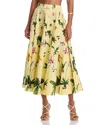 Oscar De La Renta Orchid Poplin Circle Skirt In Yellow Multi