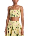 Oscar De La Renta Orchid Cotton Poplin Cropped Tank In Yellow Multi