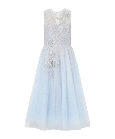 Oscar De La Renta Layered Crystal-embellished Organza And Tulle Midi Dress In Animal Print