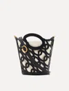 Oscar De La Renta Oscar Chain-link Leather Mini Tote In Black