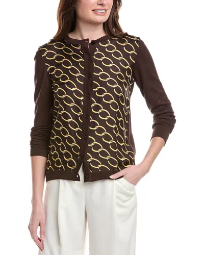 OSCAR DE LA RENTA OSCAR CHAIN SILK TWILL CARDIGAN