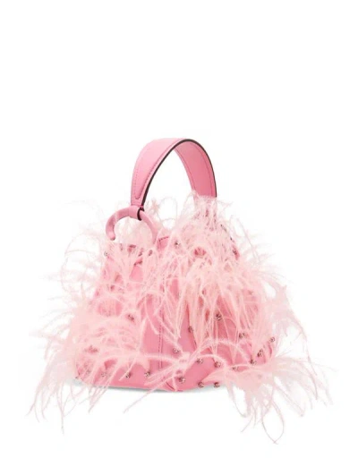 Oscar De La Renta Ostrich Shoulder Bag In Pink