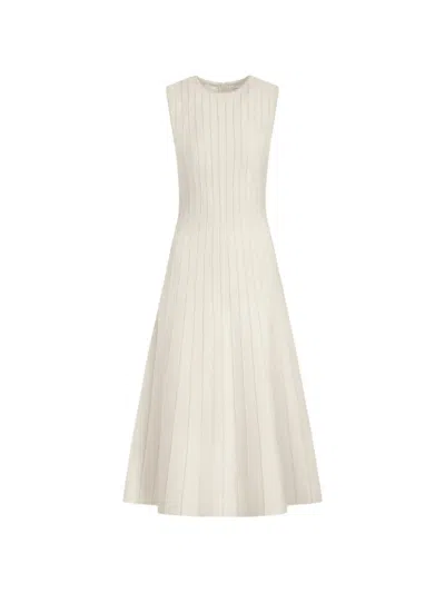 Oscar De La Renta Ottoman Knitted A-line Midi Dress In White