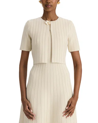 Oscar De La Renta Ottoman Sparkle Knit Cropped Jacket In White