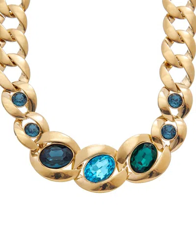 Oscar De La Renta Oval Crystal Necklace In Gold
