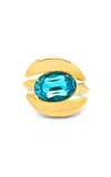 Oscar De La Renta Oval Crystal Ring In Blue