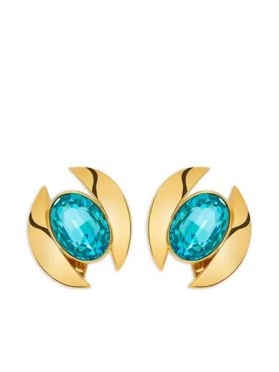 Oscar De La Renta Oval-cut Crystal Earrings In Gold