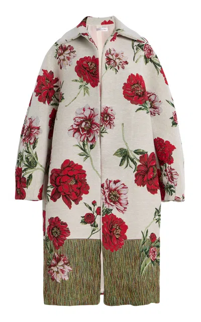 Oscar De La Renta Oversized Cotton-blend Jacquard Coat In Multi