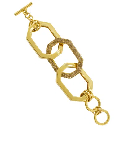 Oscar De La Renta Oversized Elongated Octagon Link Bracelet In Gold