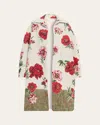 Oscar De La Renta Oversized Peony Jacquard Coat In White
