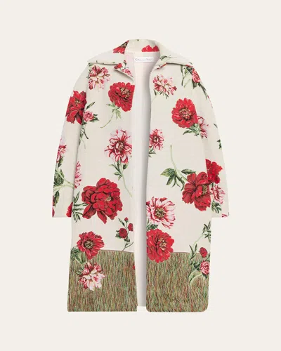 Oscar De La Renta Oversized Peony Jacquard Coat