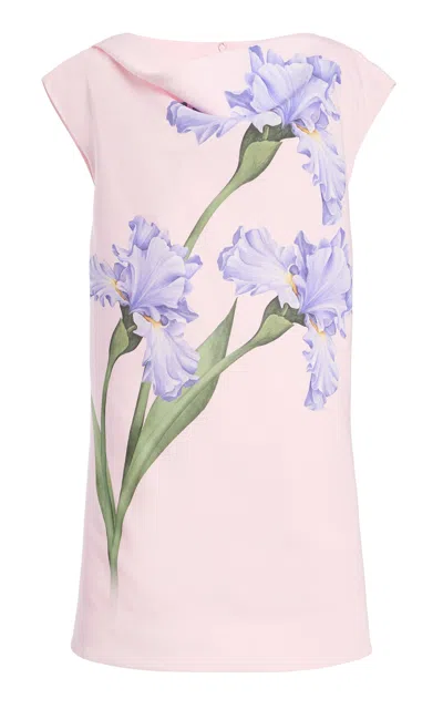 Oscar De La Renta Painted Iris Faille Cocktail Mini Dress In Pink