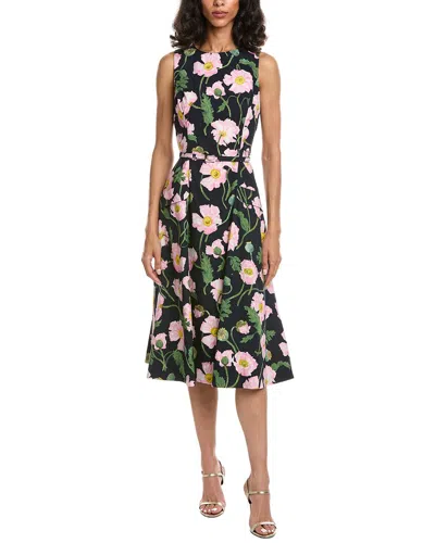 Oscar De La Renta Painted Poppies Dress In Multi