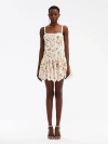 Oscar De La Renta Painted Poppies Guipure-lace Minidress In White Multi