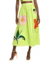 Oscar De La Renta Painted Poppies Embr In Green