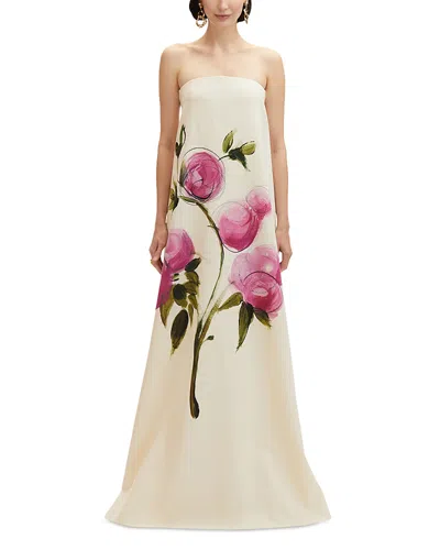 OSCAR DE LA RENTA OSCAR DE LA RENTA PAINTED ROSES GOWN