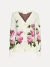 Oscar De La Renta Painted Roses Jacquard Cardigan