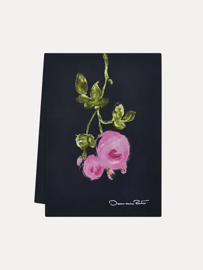 Oscar De La Renta Painted Roses Wool-blend Scarf