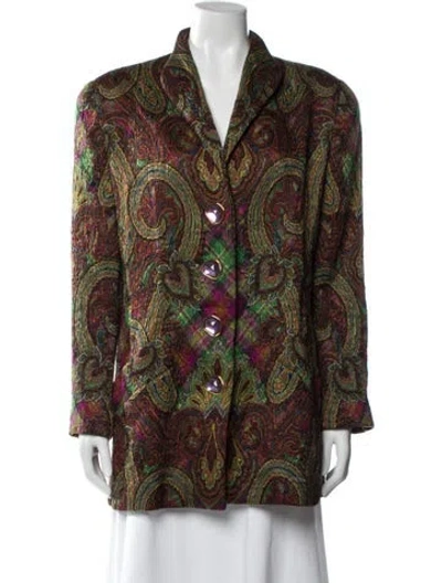 Pre-owned Oscar De La Renta Paisley Print Evening Jacket In Green