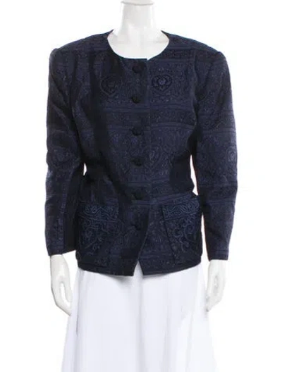 Pre-owned Oscar De La Renta Paisley Print Jacket In Blue