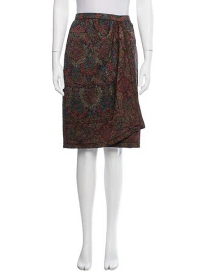Pre-owned Oscar De La Renta Paisley Print Knee-length Skirt In Green