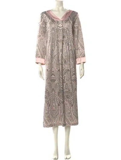 Pre-owned Oscar De La Renta Paisley Print Long Dress In Pink