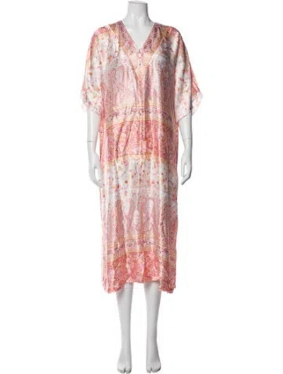 Pre-owned Oscar De La Renta Paisley Print Nightgown In Pink