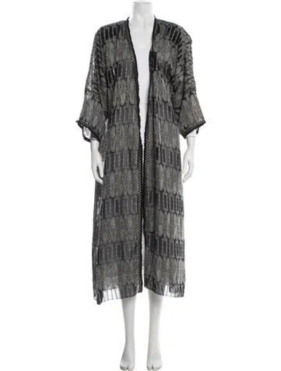Pre-owned Oscar De La Renta Paisley Print Robe In Grey
