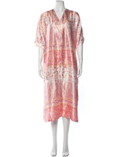 Pre-owned Oscar De La Renta Paisley Print Robe In Pink