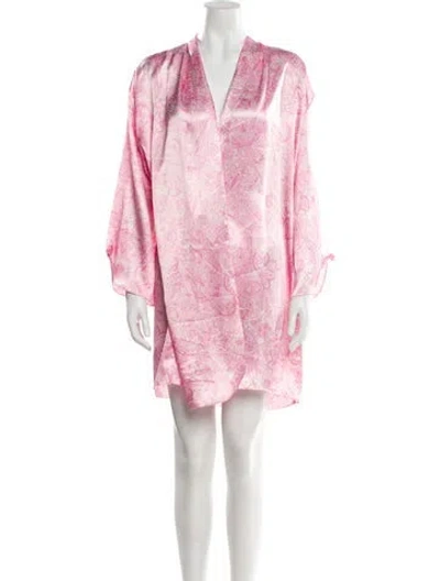Pre-owned Oscar De La Renta Paisley Print Ruffle Embellishment Lounge Set In Pink