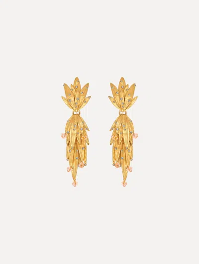 Oscar De La Renta Palm Leaf Clip-on Earrings In Gold