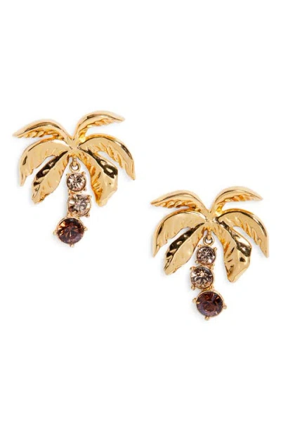 Oscar De La Renta Palm Tree Crystal Clip-on Earrings In Multi