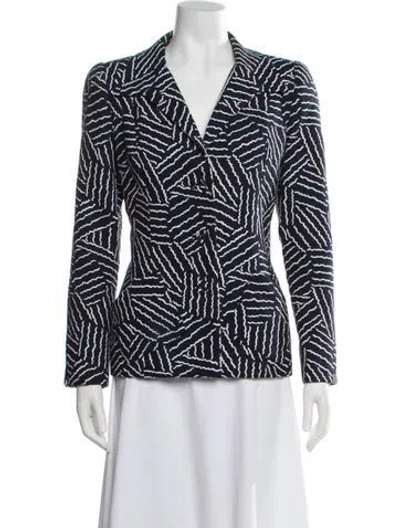 Pre-owned Oscar De La Renta Patterned Blazer In Blue