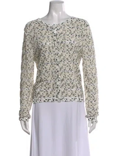 Pre-owned Oscar De La Renta Patterned Crew Neck Sweater In Neutral