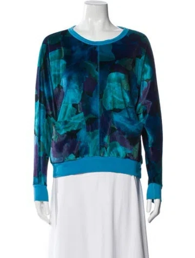Pre-owned Oscar De La Renta Patterned Crew Neck Sweatshirt In Blue