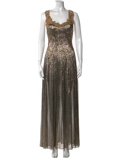 Pre-owned Oscar De La Renta Patterned Long Dress