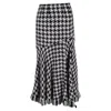 Oscar De La Renta Patterned Midi Skirt In Black And White Wool