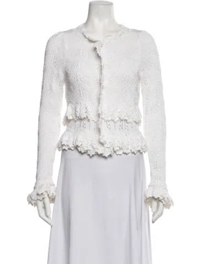 Pre-owned Oscar De La Renta Patterned Open Front Sweater In Neutrals