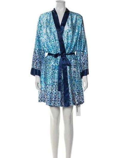 Pre-owned Oscar De La Renta Patterned Robe In Blue