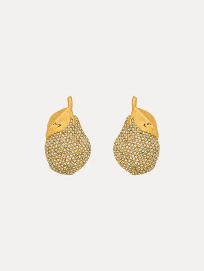 Oscar De La Renta Pav Pear Earrings In Gold