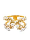 Oscar De La Renta Pearl Pav Cluster Cuff Bracelet In Gold