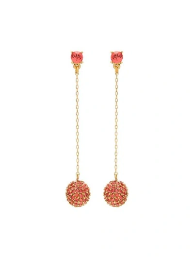 Oscar De La Renta Pavé-crystal Ball Drop Earrings In Pink